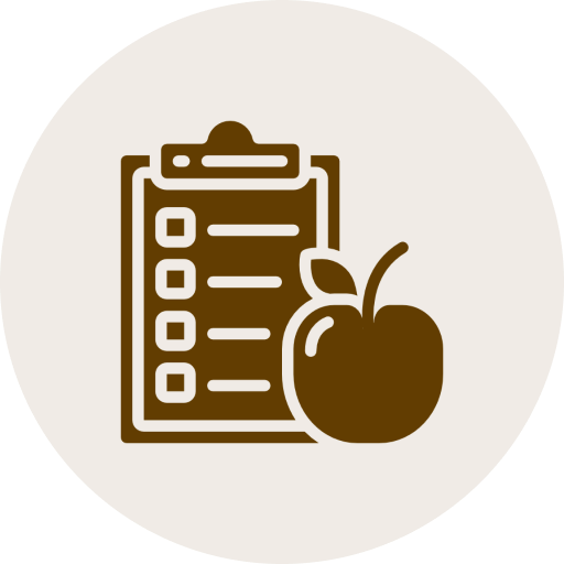 Clipboard and apple icon