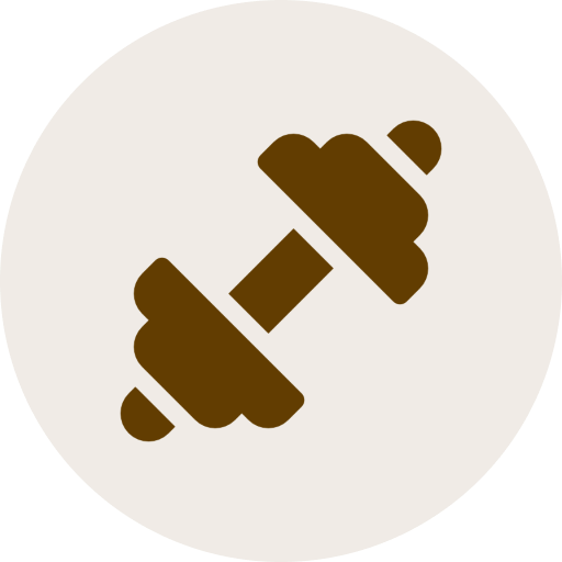 Gold dumbbell silhouette circle