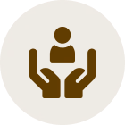 Caring hands and person silhouette